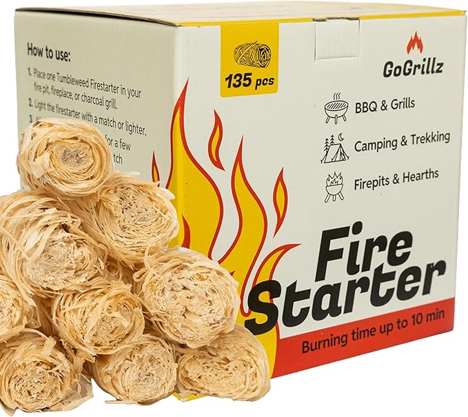 135pcs Fire Starter – Pine Wool & Natural Wax for Quick, Eco-Friendly Ignition of Grills, Fireplaces, Fire Pits & BBQs