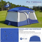 Vidalido Tents，6-8 Person Camping Tent with Extended Vestibule，2 Room Weather Resistant Family Tents，Easy Install Waterproof Outdoor Tent for Backpacking and Camping Hiking