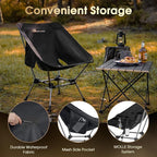 MOON LENCE Portable Camping Chair Plus, Larger & Roomier, Compact and Lightweight Still, Folding Chair for Backpacking & Hiking, 330Lbs Capacity (Black-2pack)
