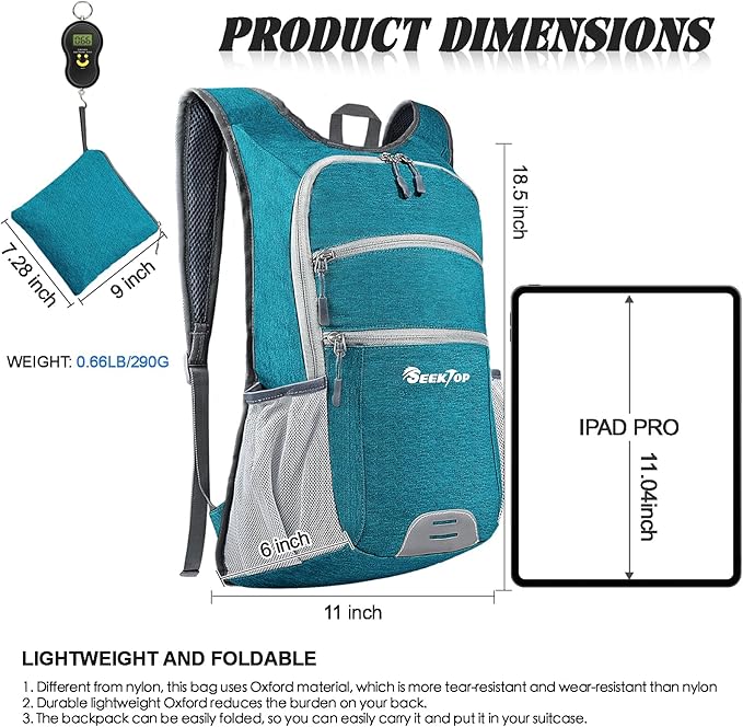 Seektop 20L Hiking Backpack Ultra Lightweight Waterproof Travel Backpack Packable Small Outdoor Bag Foldable Day Pack for Women Men