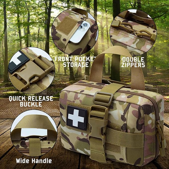 Upgrade Molle Rip Away Ifak Pouch, Tactical Small Belt First Aid Pouch Medical Utility EMT Pouch Only