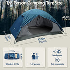 Backpacking Tent for Camping 2 Person Hiking Ultralight Tent for Waterproof Windproof Outdoor Two Doors Tents Easy Quick Setup Lightweight Instant Tents (Blue, 2 Person)