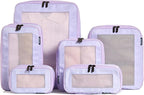 Compression Packing Cubes for Travel - Luggage Organizer Bags - Double Zipper Packing Cubes for Suitcases (6-Pack, Purple)