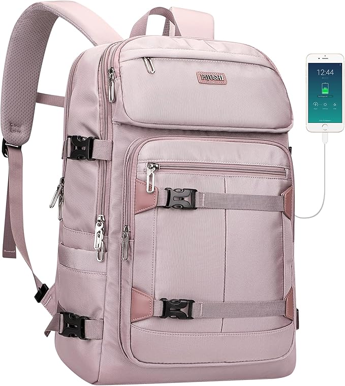 PIJUSHI Travel Backpack for Women Flight Aprroved Carry on Bag Large Casual Luggage Backpack Fit 16 inch Laptop(PE050 Ashen Purple)