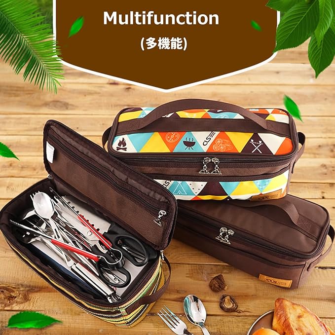 Azarxis Camping Cooking Utensils Organizer Bag Travel Storage Bag Portable Small Stuff Case for Storing Flatware Cutlery Digital Accessories Cosmetics Makeup Brushes