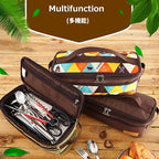 Azarxis Camping Cooking Utensils Organizer Bag Travel Storage Bag Portable Small Stuff Case for Storing Flatware Cutlery Digital Accessories Cosmetics Makeup Brushes