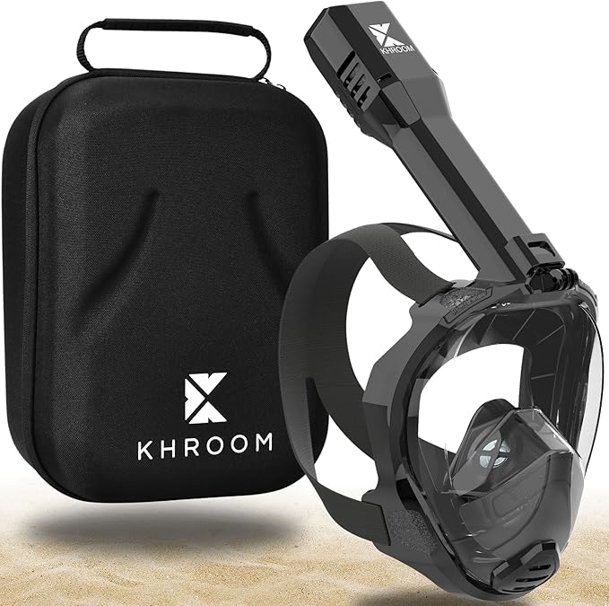 Khroom Full Face Snorkel Mask for Adults | New Valve Tech for Easy Breathing | 3X Larger Air Intake | Leak-Proof & Anti-Fog | Premium Snorkel Gear | Scuba Mask with Action Cam Mount