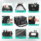 HAUSHOF Large Grill and Picnic Caddy with Paper Towel Holder, Condiment Pocket, Foldable BBQ Organizer Easy Carry Griddle Caddy for Camping, RV, Outdoor Waterproof Oxford Cloth (Black)