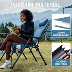 Portal Reclining Camping Chair with Adjustable Back Folding Camp Recliner for Adults Portable High Back Oversized, 400LBS (Blue)