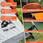 Happy Travel Camping Tent, 4/6 Person Dome Tents for Camping with Rainfly, Waterproof Clip Easy Setup Portable Family Tent with Mesh Windows, 20% More Headroom Backpacking Tents for Camping & Hiking
