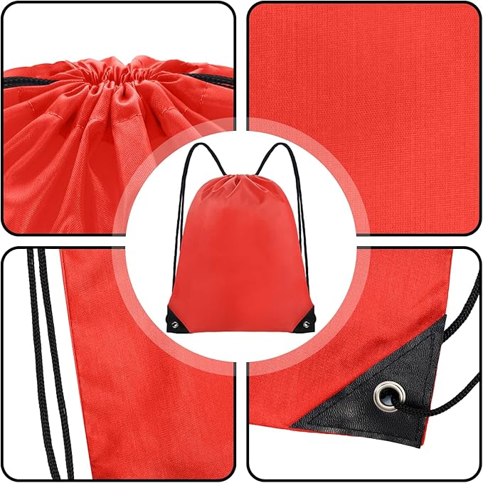 Grneric Drawstring Bags 28 Pcs String Backpack Bulk Cinch Bag Sackpack for Men Women Gym(Red)