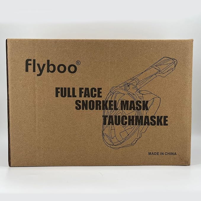 Flyboo Snorkel Mask,180°View Snorkelling Gear with Panoramic Full Face Design-Sports Camera Compatible Diving Mask with Anti-Fog and Anti-Leak Technology for Adults and Kids