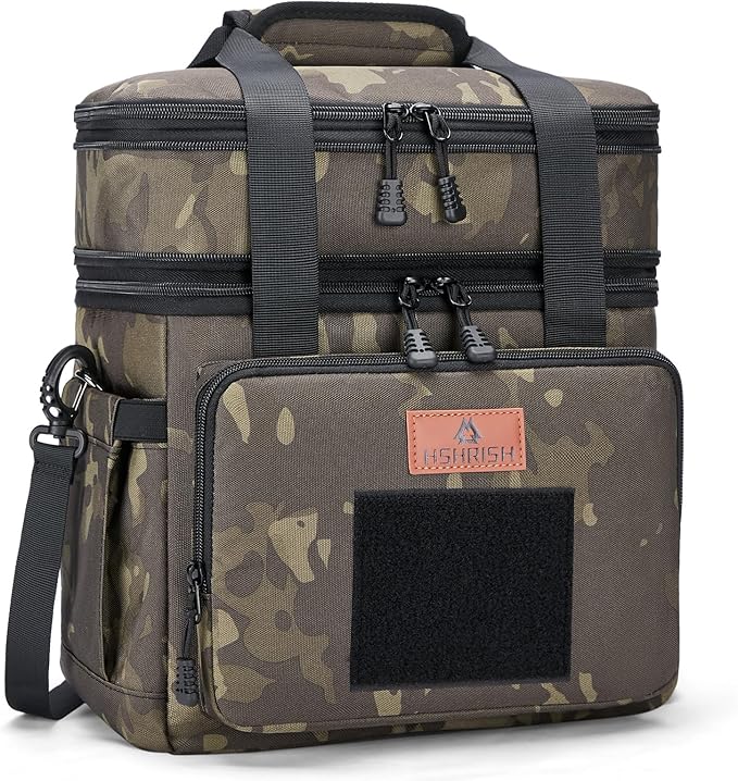 HSHRISH Xlarge Expandable Tactical Lunch Box for Adults, Durable Insulated Lunch Bag with Lots of Storage Space, for Men Work Office Outdoor Picnic Trips Camping,22 L, Black-Camo
