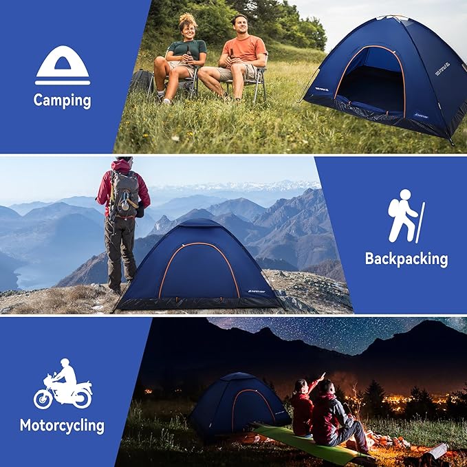 1/2/3/4 Person Tents Waterproof&Windproof Family Tents Camping-Tent,Lightweight Portable Pop Up Tent for Camping,Hiking,Mountaineering or Beach Easy to Set Up Adventures Carry Bag