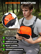 Chest Bag for Men with Expandable Accordion Structure, Running Vest for Outdoors, Chest Pack for Cycling, Hiking