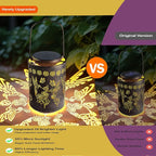 Upgraded Solar Hummingbird Lights for Outside Garden Decor Gifts for Women Mom Grandma, Metal Hanging Solar Lanterns Outdoor Waterproof with Copper Finish Lantern for Patio, Yard, Porch, Pathway