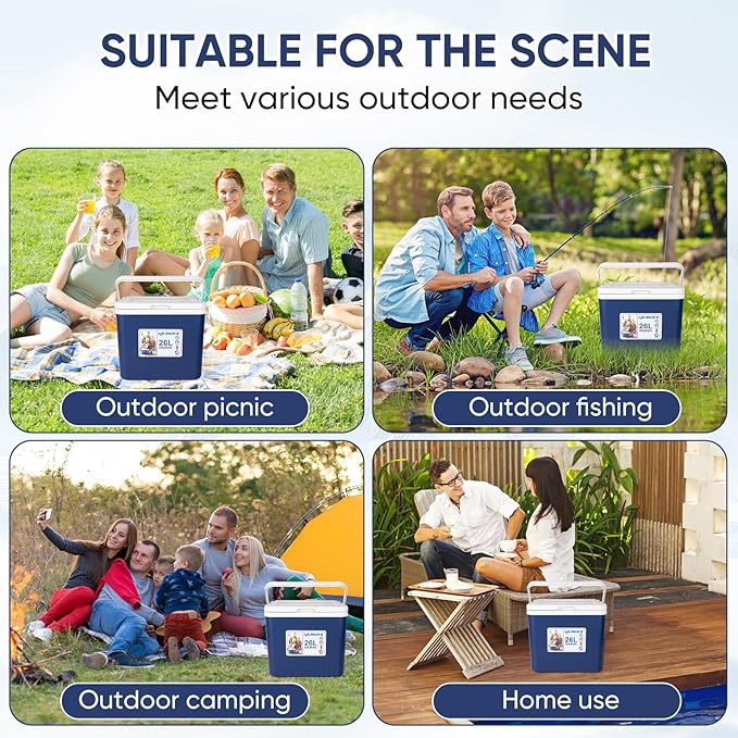 11Qt 19Qt Insulated Portable Cooler Leak-Proof Ice Chest Lunch Box Hard Coolers with Extra Ice Pack for BBQ, Camping, Pincnic