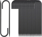 16 Inch Rebar Stakes J Hook 26 Pack Ground Stakes Heavy Duty Tent Stakes with Chisel Point End Chain Link Fence Stakes Galvanized Steel Ground Anchors Metal Spikes Black Coated