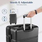 OLIXIS 24 Inch Luggage, Hardside Suitcase with Spinner Wheels, Lightweight ABS Hard Shell Checked Luggage, TSA Approved Lock, Expandable Medium Suitcase for Travel & Business–Black