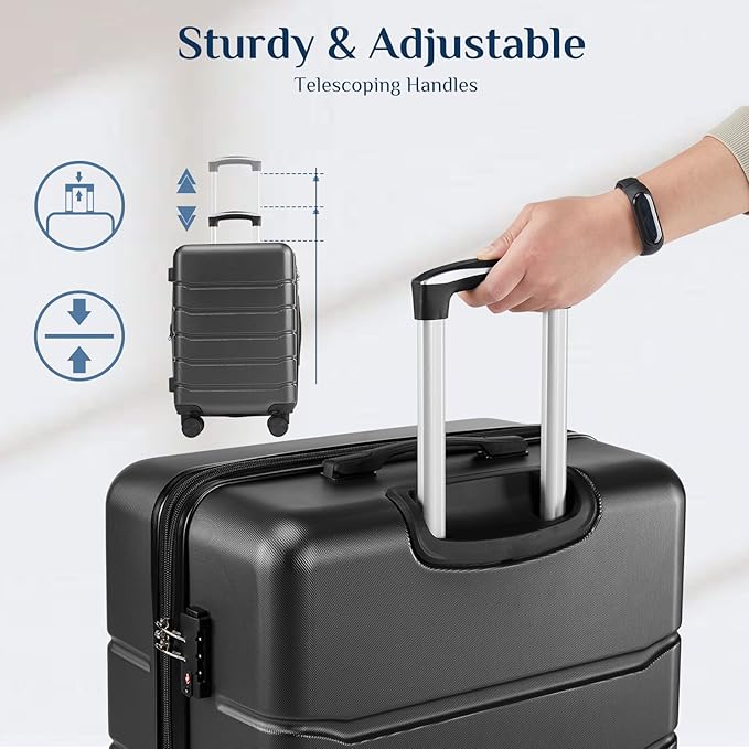OLIXIS 28 Inch Luggage, Hardside Checked Suitcase with Spinner Wheels, Lightweight ABS Hard Shell Travel Luggage, TSA Approved Lock, Expandable Large Suitcase for Business & Travel–Black