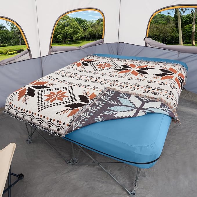 KAMPKEEPER Camping Cot,Camping Cots for Adults,Folding Camping Cot with Inflatable Air Mattress and Carry Bag,for Outdoor Travel Camp Beach Vacation (not Included The Airpump)