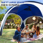 UNP Easy Beach Tent Pop Up Canopy UPF50+ Tent with Side Wall, Ground Pegs, and Stability Poles, Sun Shelter Rainproof, Waterproof for Camping Trips, Backyard Fun, Party Or Picnics