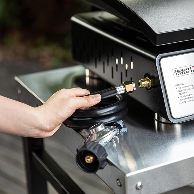 Royal Gourmet PD2301S 3-Burner Tabletop Propane Gas Griddle with Hard Cover, 24 Inch Portable Griddle for Outdoor Cooking While Camping or Tailgating, Silver & Black