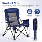 ALPHA CAMP Heavy Duty High Back Camping Chairs with Cup Holder Oversized Folding Chair Outdoor Chair with Headrest,Lawn with Side Pocket for Lawn, Sports and Fishing, 500lbs