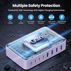 USB C Charger 200W USB C Charger Block GaN III 8-Port Fast Charging Station PD 65W Laptop Charger Adapter Compatible with MacBook Pro/Air,DELL,HP Surface,iPhone 15/14/13,Galaxy S23/22 (Purple)