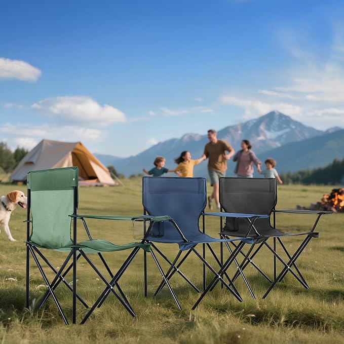4 Pack Folding Camping Chairs for Adults, Foldable Portable Beach Chairs with Carry Bag & Cup Holder, Compact Design for Camping, Beach, Picnics, and Fishing Supports 300LBS（Green）