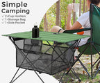 Lightweight Portable Fabric Camping Picnic Table - Collapsible Beach Table with 2 Cup Holders, Folding Canvas Outdoor Lawn Table - Easy Carry & Large Capacity Storage, 29.2"W x 21.7"D (Green)