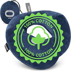 BCOZZY Organic Cotton Double Support Neck Pillow for Travel - 3 Ergonomic Positions for Head, Neck, and Chin Comfort - Ideal for Sleeping Upright on Flights, Cars, and at Home – Large, Navy