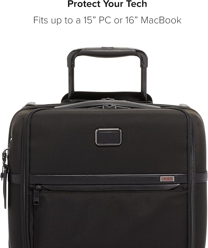 TUMI - Alpha Compact 4 Wheeled Brief - Rolling Carry On Briefcase. Laptop Bag for Commuting and Travel - Black