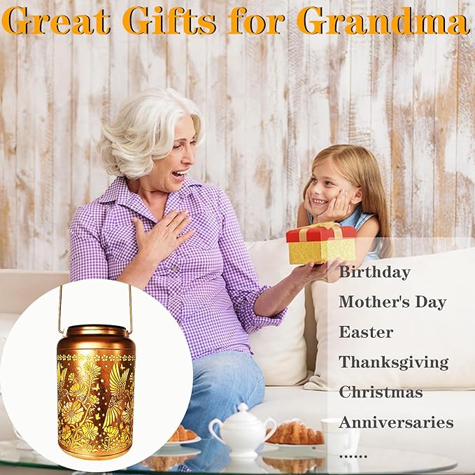 Solar Lights Outdoor Waterproof,Hummingbird Hanging Lantern,Metal Garden Lights,Patio Yard Decor,Housewarming,Decorative Birthday Gifts for Women,Mom,Grandma,1PC