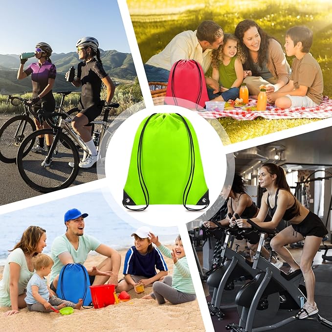 Grneric Drawstring Bags Bulk 14 Pcs Drawstring Backpack Bulk Cinch Bag Sackpack for Men Women Gym (Light Green)