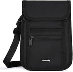Hanke Passport Holder, Travel Wallet for Womens and Men, Neck Wallet Hidden Passport Pouch for Travel Adjustable Lightweight Thin with 6 compartments (Black)