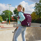 Swissdigital Design Big Student Laptop Backpack with Fun Personalized Patches For College Boy & Girl, Middle High School Teen Bookbag Cool Travel Daypack Purple - Includes 3 Patches | SD1718-51