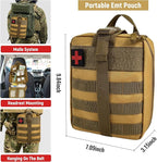 Survival First Aid Kit, MOLLE Medical Pouch Tactical First Aid Kit for Home, Car, Hiking, Travel, Camping, Khaki