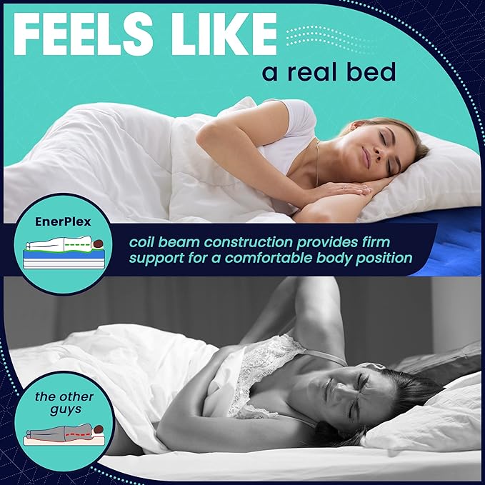 EnerPlex Camping Air Mattress with Built in Pump - Queen Blow Up Mattress for Travel & Guests - Portable Bed for Adults and Kids - Grey