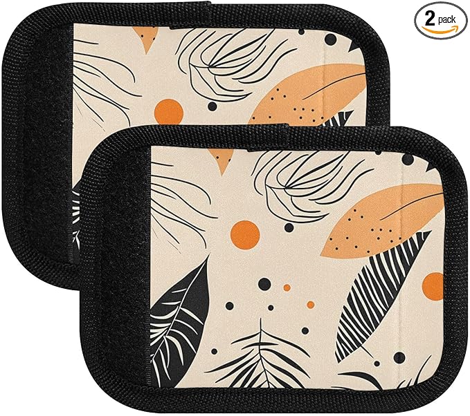 Abstract Tropical Leaves Luggage Handle Wrap for Suitcase Luggage Tags Handle Covers Identifiers Soft Decorations Travel Accessories 2 Pack