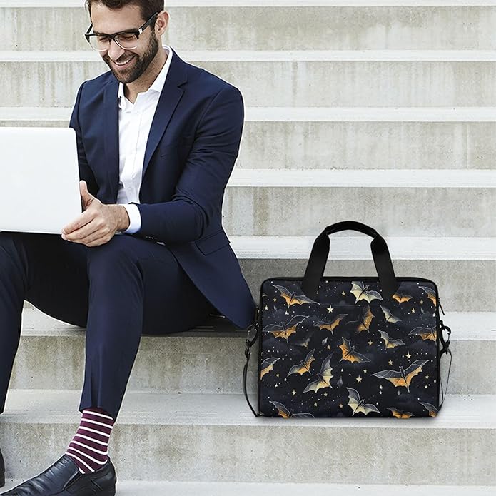 MNSRUU Laptop Bag for 15.6 inch Black Gothic Bats