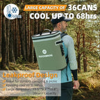 ROCKBROS Backpack Cooler Leak-Proof Soft Sided Cooler Waterproof Insulated Backpack Cooler Bag 36 Can Soft Cooler for Camping Fishing Party Outdoor Adventure Picnic