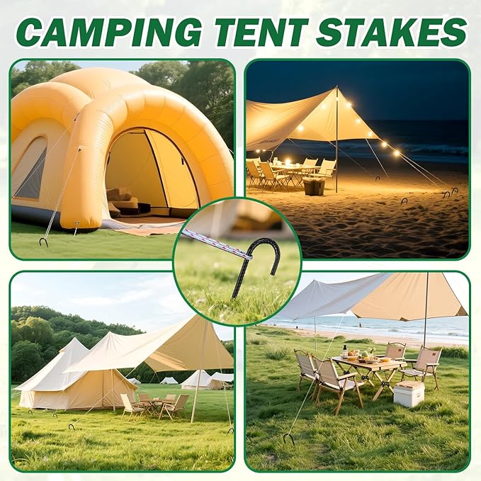 16 Inch Ground Stakes Heavy Duty,8 Pack Metal Fence Stakes for Ground for Wire Fencing,Heavy Duty Long Tent Stakes for Trampolines Camping Canopies and Swing Set