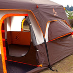 KTT Large Family Cabin Tent 10-12 Person,14.1X10X6.58ft,2 Rooms,3 Storage Pockets,2 Bay-Windows 3 Doors and 3 Windows with Mesh,Straight Wall,Waterproof,Double Layer,Big Tent for Outdoor,Camping