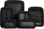 Compression Packing Cubes for Travel - Luggage Organizer Bags - Double Zipper Packing Cubes for Suitcases (6-Pack, Black)
