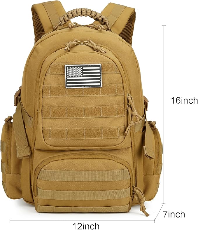 30L Military Tactical Backpack for Men 3 day Assault Pack Molle Daypack Army Hiking Rucksack (Khaki)