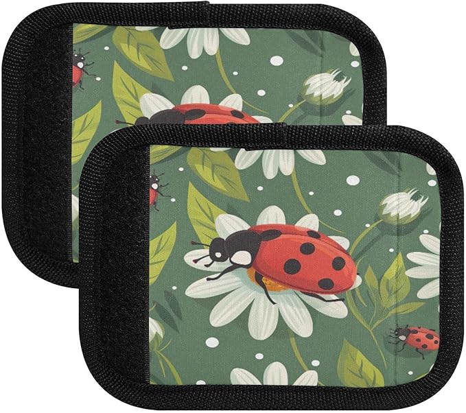 Qilmy Cute Ladybug Luggage Handle Wrap 4Pack Luggage Identifiers Tag Comfort Handle Grips Cover for Stroller Suitcase Bag Airplane Travel Accessories1728