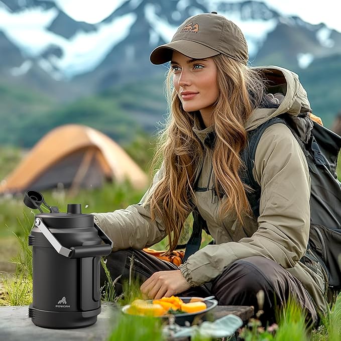 64 oz Insulated Water Bottle for Gym: 2-in-1 Straw Spout Lid, Dual Handle, Leakproof, Keep Cold 36H, Half Gallon Stainless Steel Water Jug for Travel, Hiking, Cycling, Park, Workout, Picnic (Midnight)