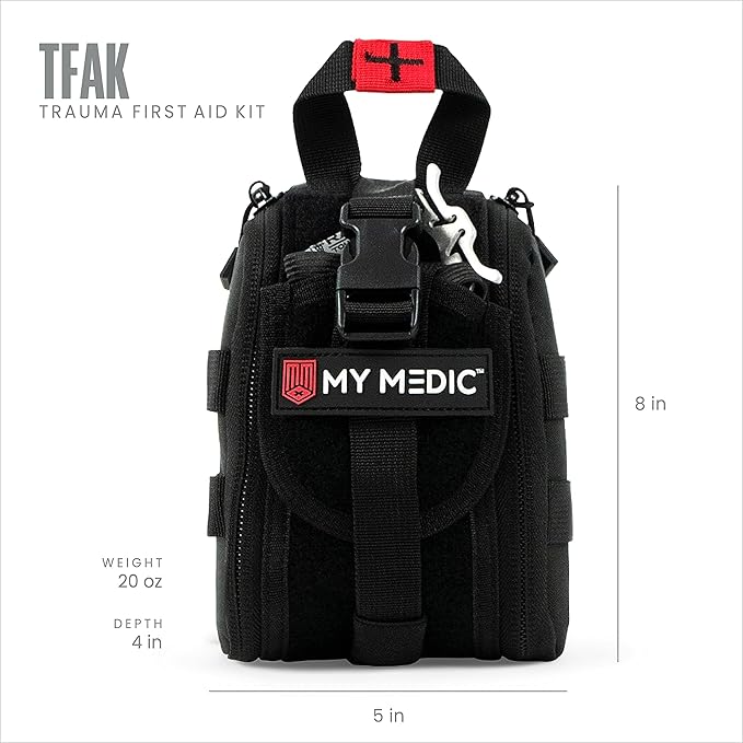 My Medic - TFAK - Ifak Trauma Kit with Tourniquet - HSA/FSA Approved - Over 35 Essential Life Saving First Aid Items For Car or Travel - Black