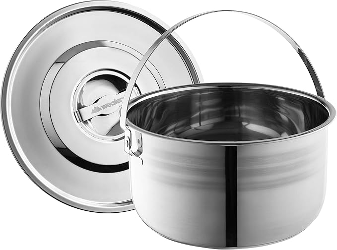 Camping Cookware Set - Compact Stainless Steel Campfire Cooking Pots and Pans | Combo Kit with Travel Tote Bag | Rugged Outdoor Cook Set for Hiking | Barbecues | Beach